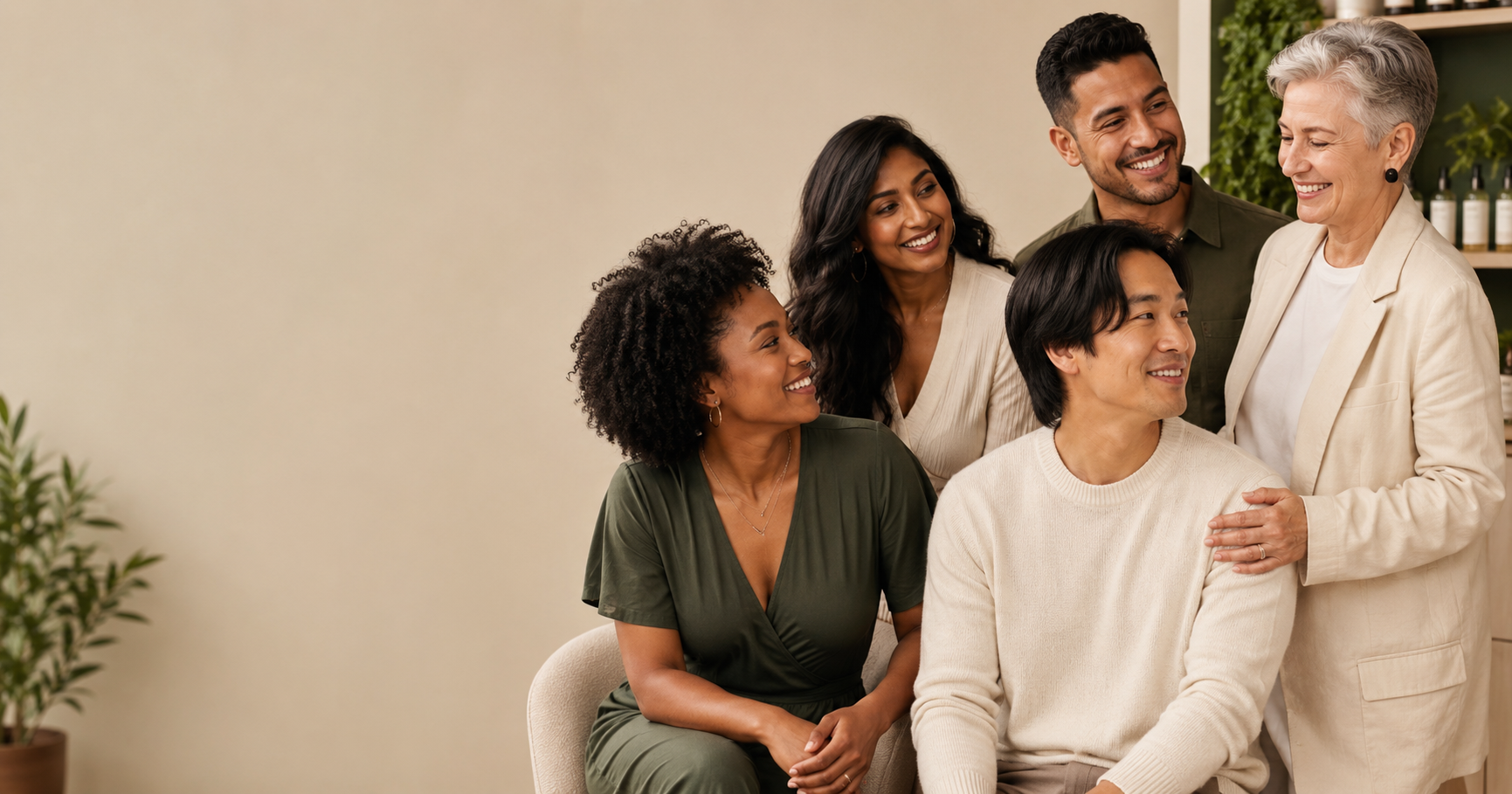 Diverse adults representing many hair textures, ages, races, and genders